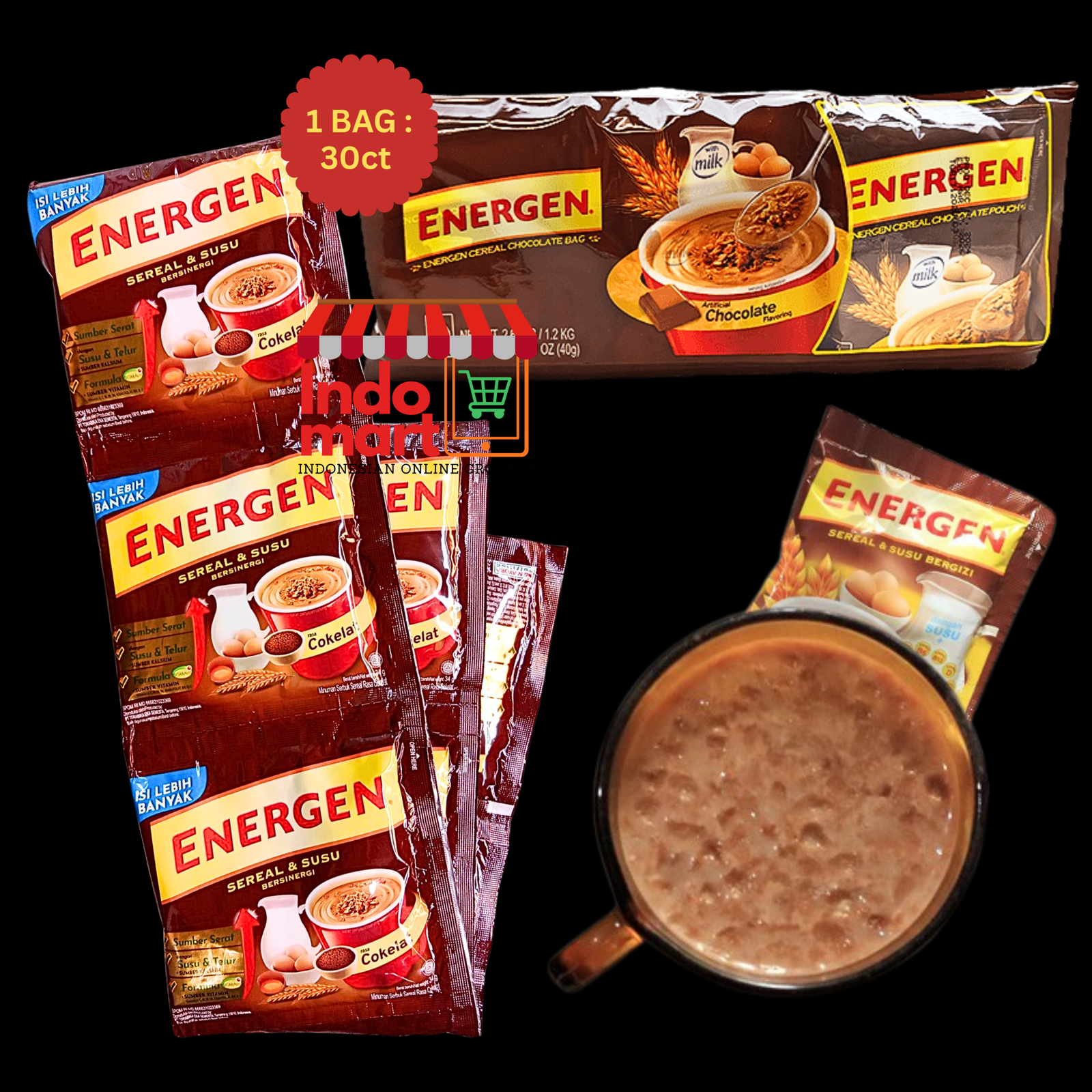 ENERGEN Cereal Mix with Milk - Chocolate